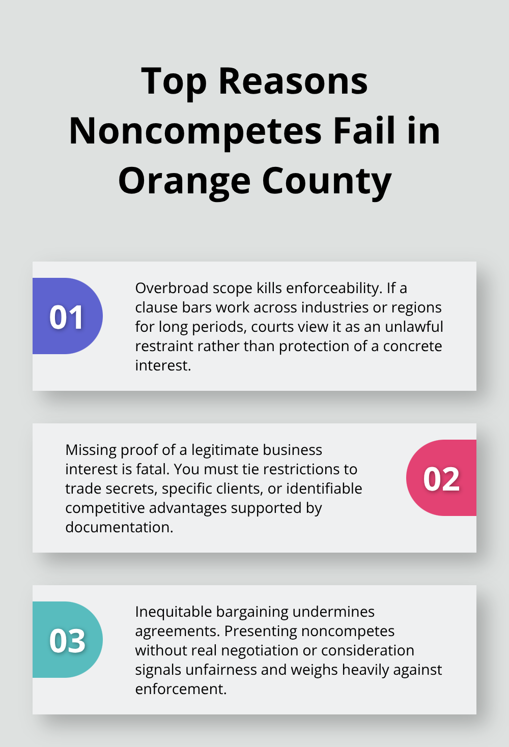 Three core reasons California courts reject noncompete agreements. - Noncompete agreement enforceability