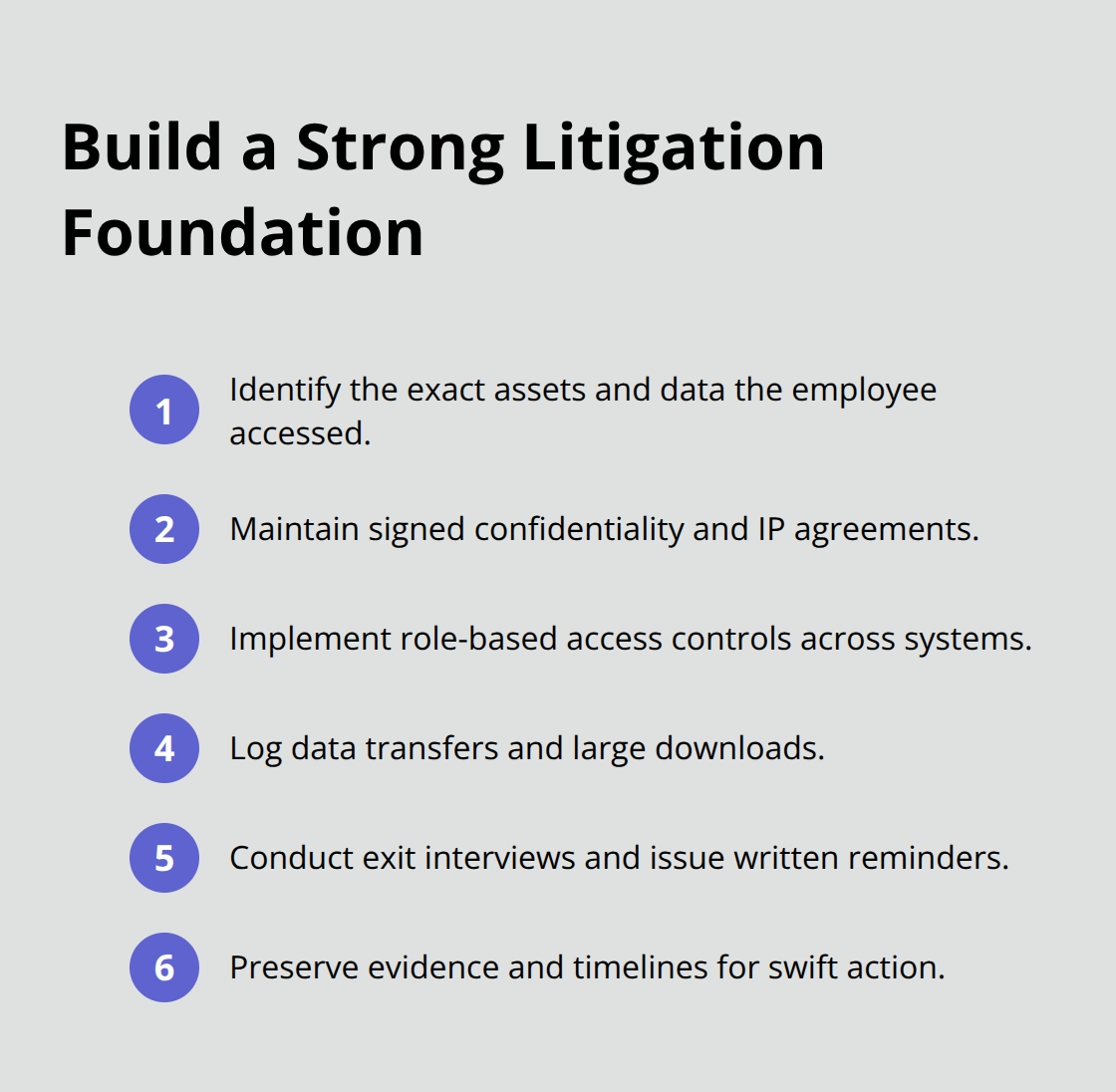 Compact checklist of steps to strengthen trade secret and confidentiality litigation - Noncompete agreement litigation California