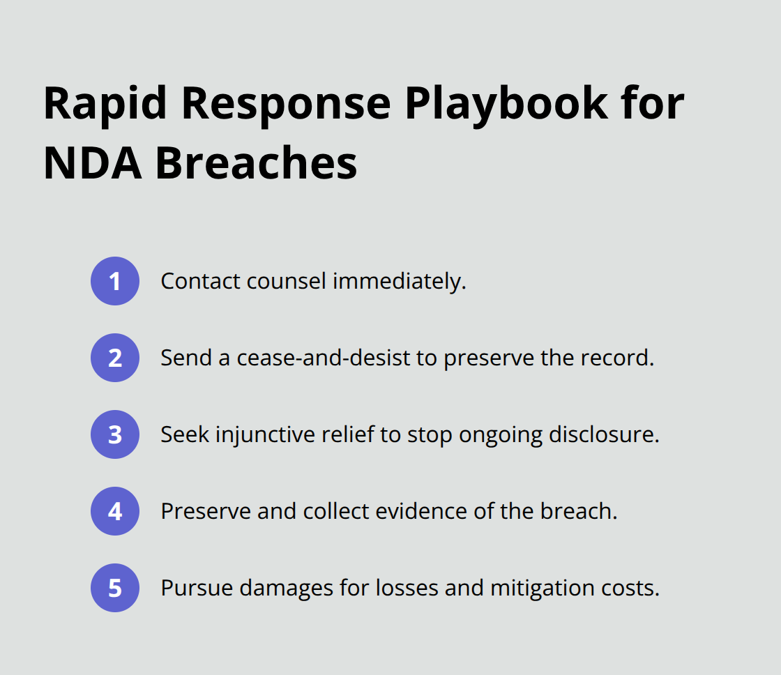 Ordered steps to respond to an NDA breach in Orange County courts - Nondisclosure agreements Southern California