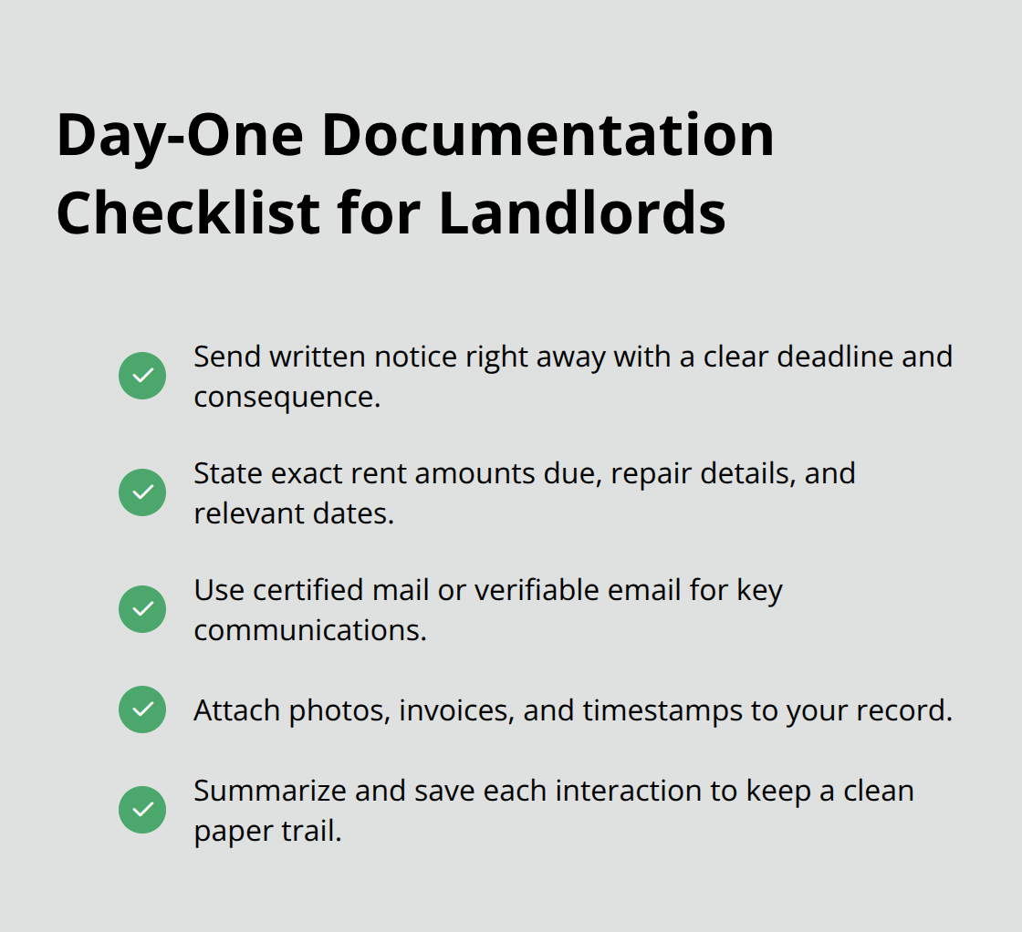 Checklist of immediate documentation steps landlords should take when a dispute emerges. - Orange County landlord disputes