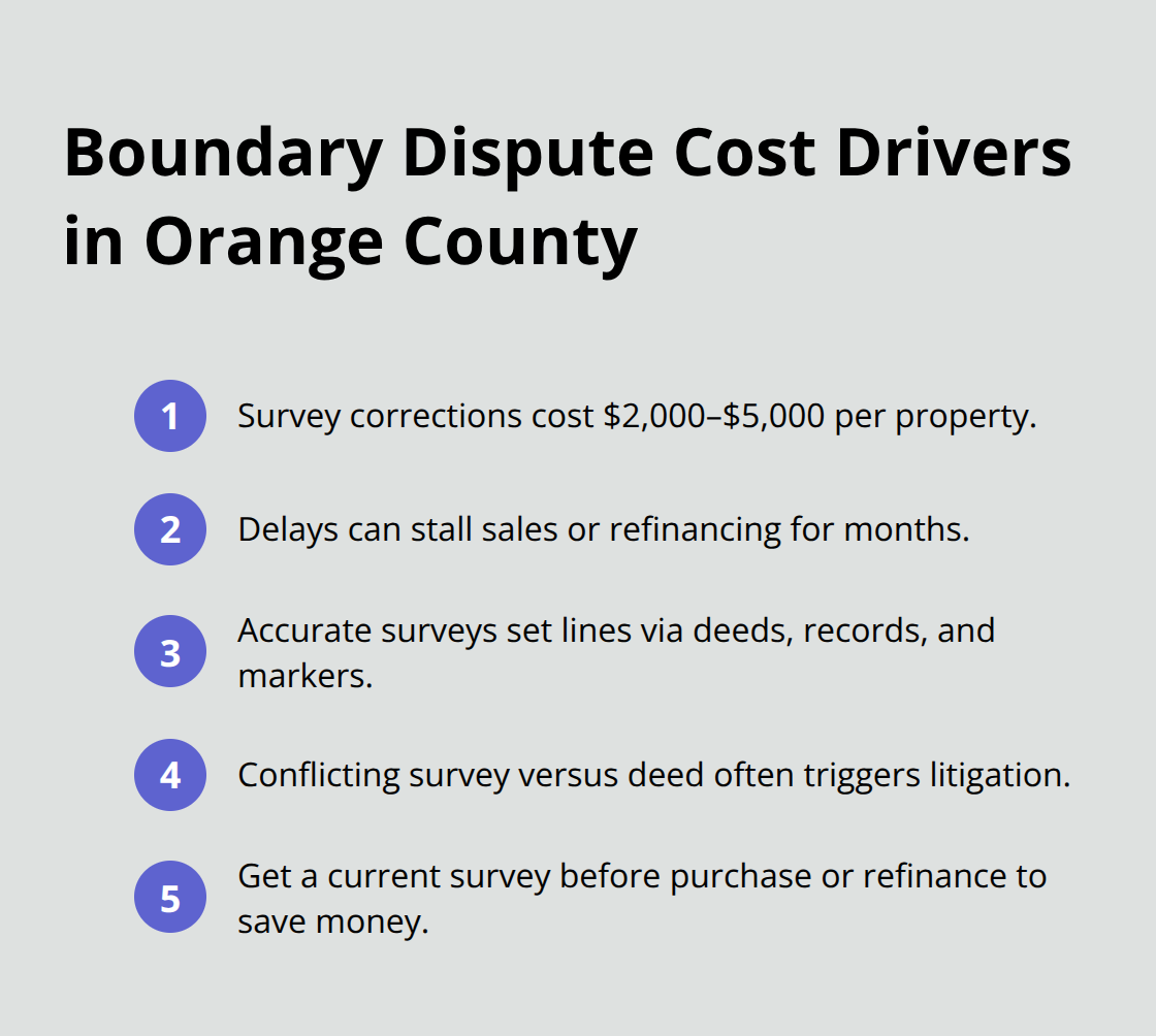 Key factors that drive boundary dispute costs for Orange County property owners