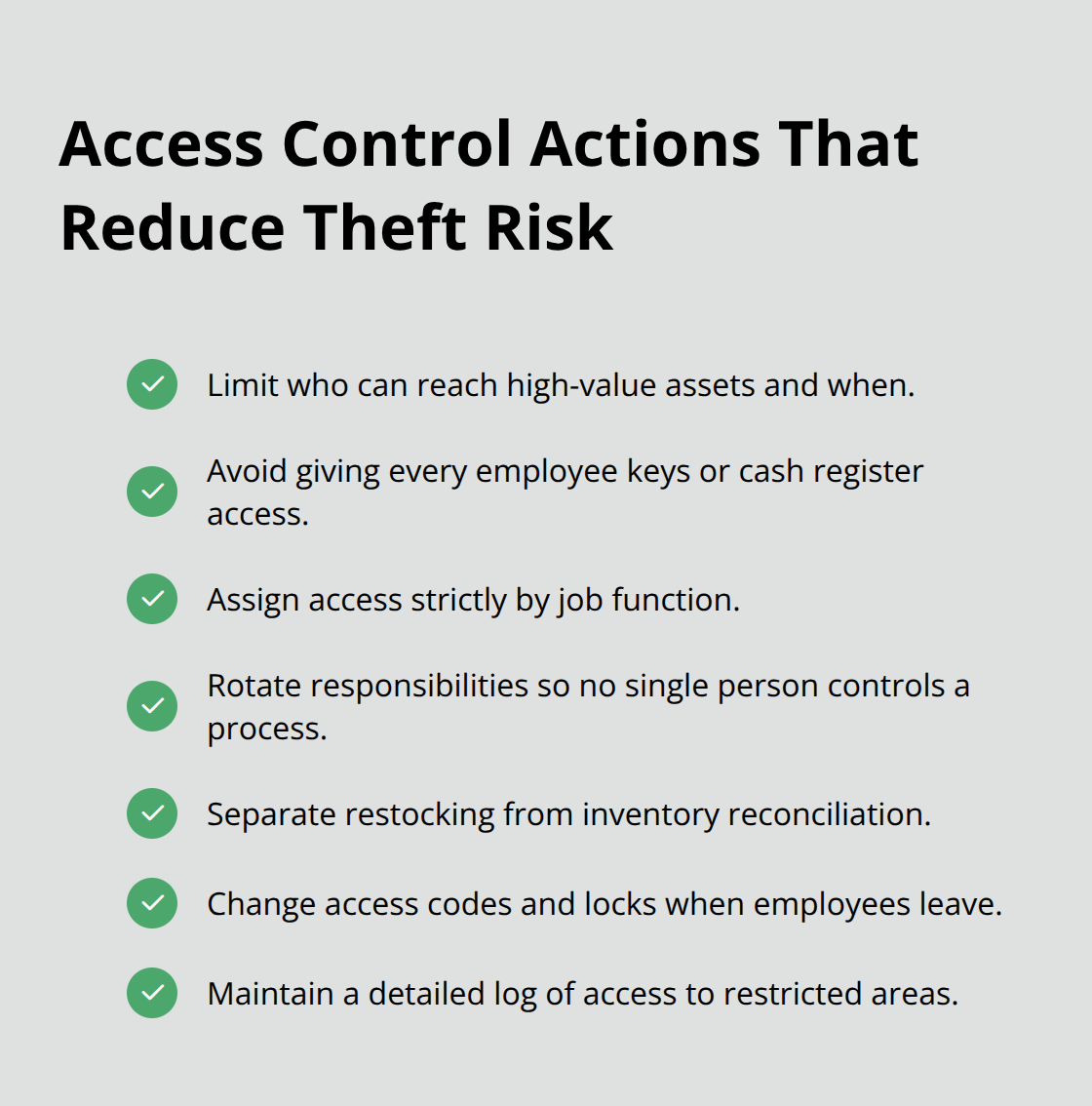 Checklist of practical access control steps for business owners - Theft of company assets